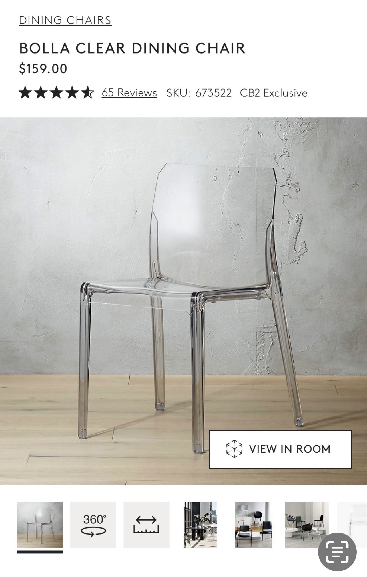 Bolla Clear Dining Chairs 
