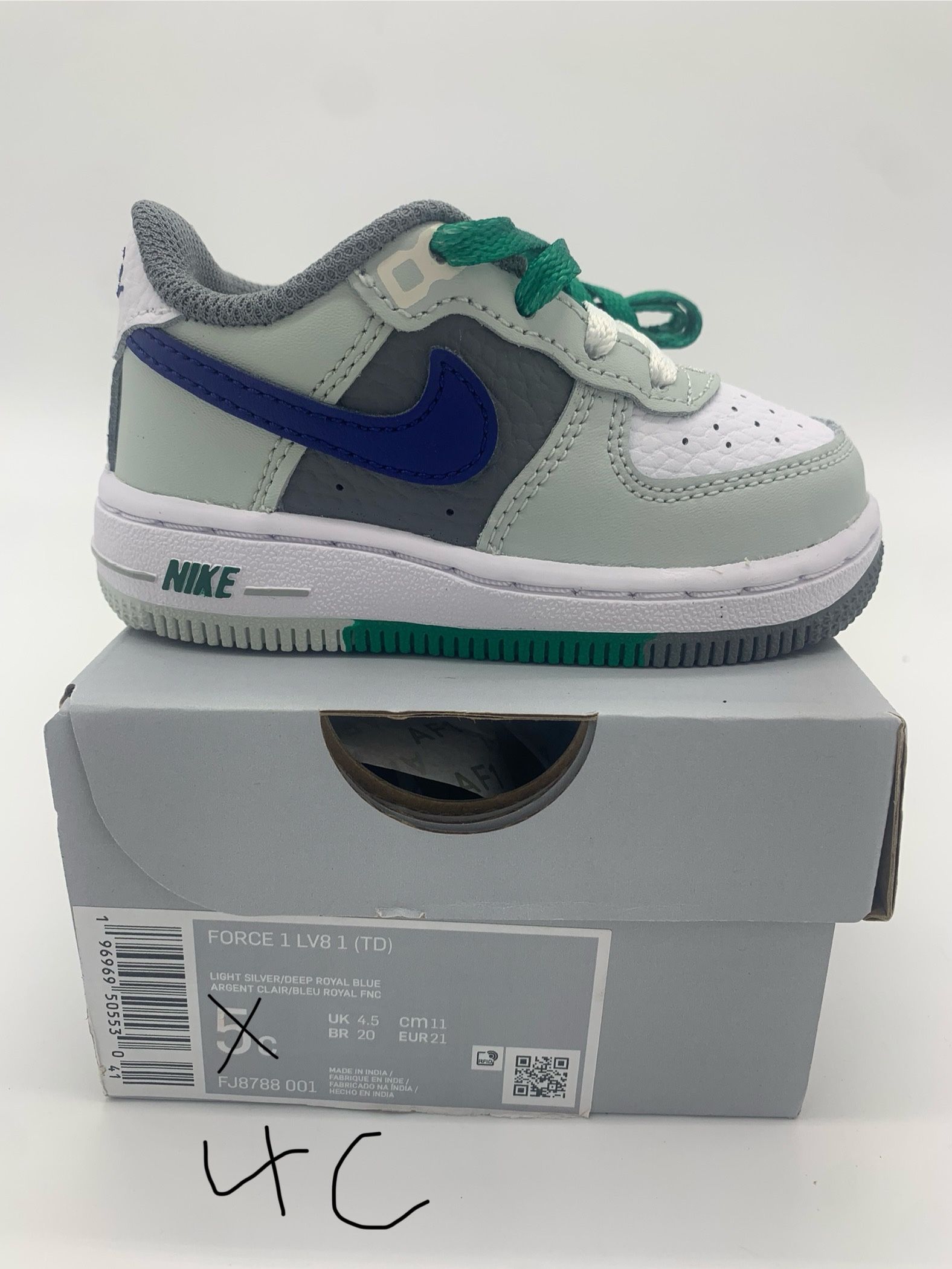 Nike Air Force 1 LV8 Toddler 'Split - Light Silver Deep Royal'