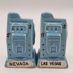 Vintage Blue Slot Machine Salt & Pepper Shakers - Japan