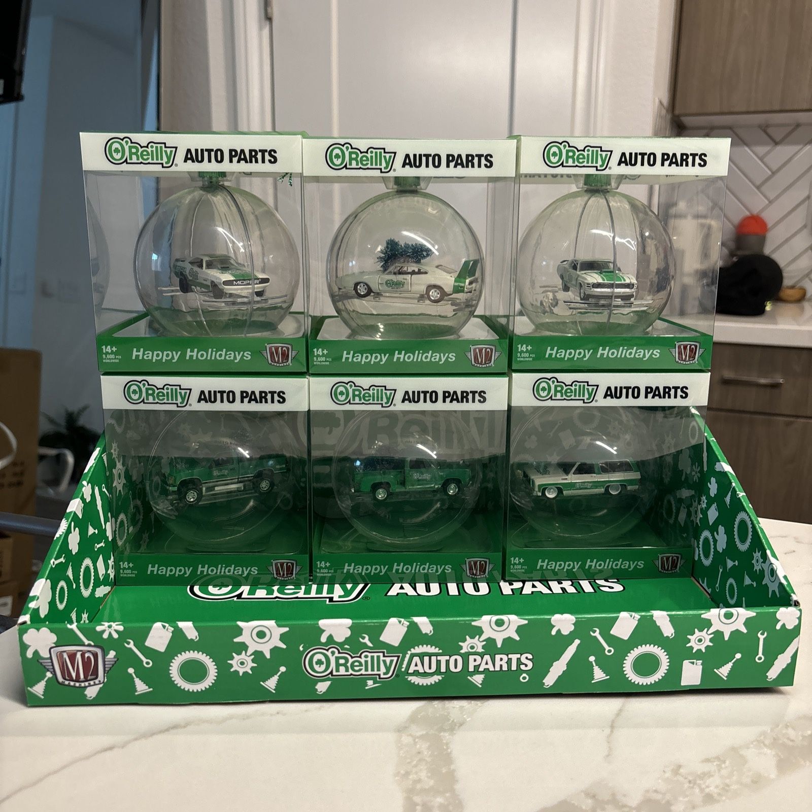 M2 2023 O'Reilly's Christmas Ornaments Complete Set With Display Case
