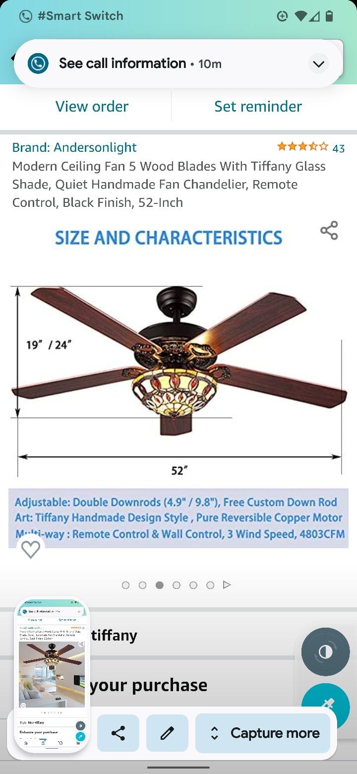 Tiffany shade Ceiling Fan
