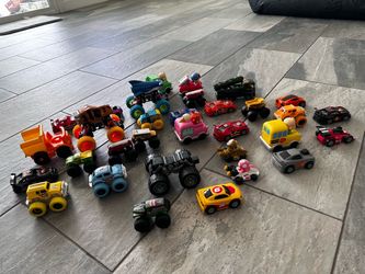 Mixed Lot of Toy Cars and Monster Trucks