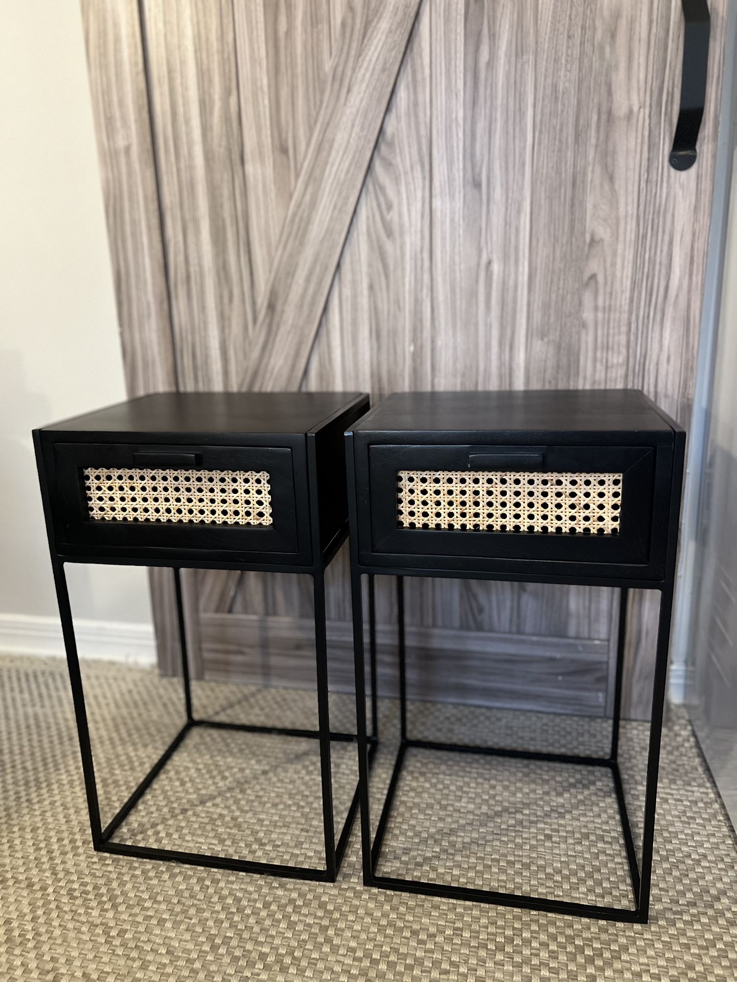 Set Of End Tables Or Nightstands With Sliding Drawer