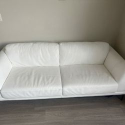 (Barely Used)  White Couch And Rotating Chair 