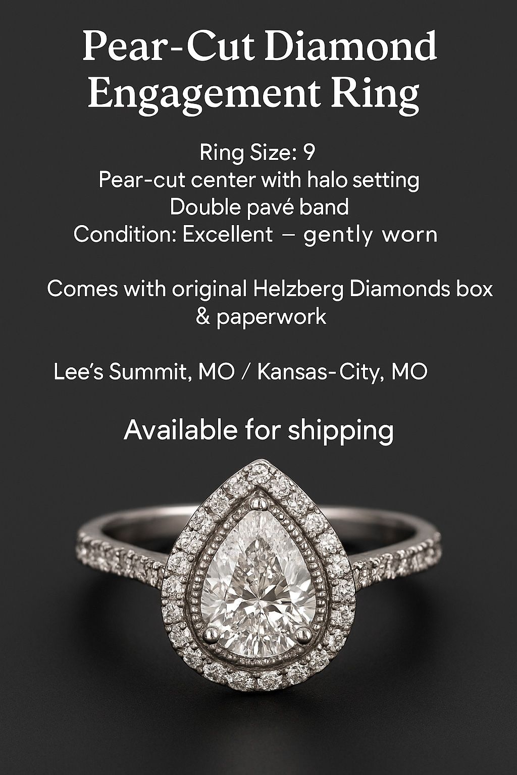 Pear-Cut Diamond Engagement Ring – Size 9