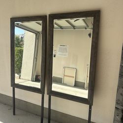 2 Large Gray Wood Mirrors
