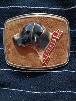 Pointer hunting dog belt buckle