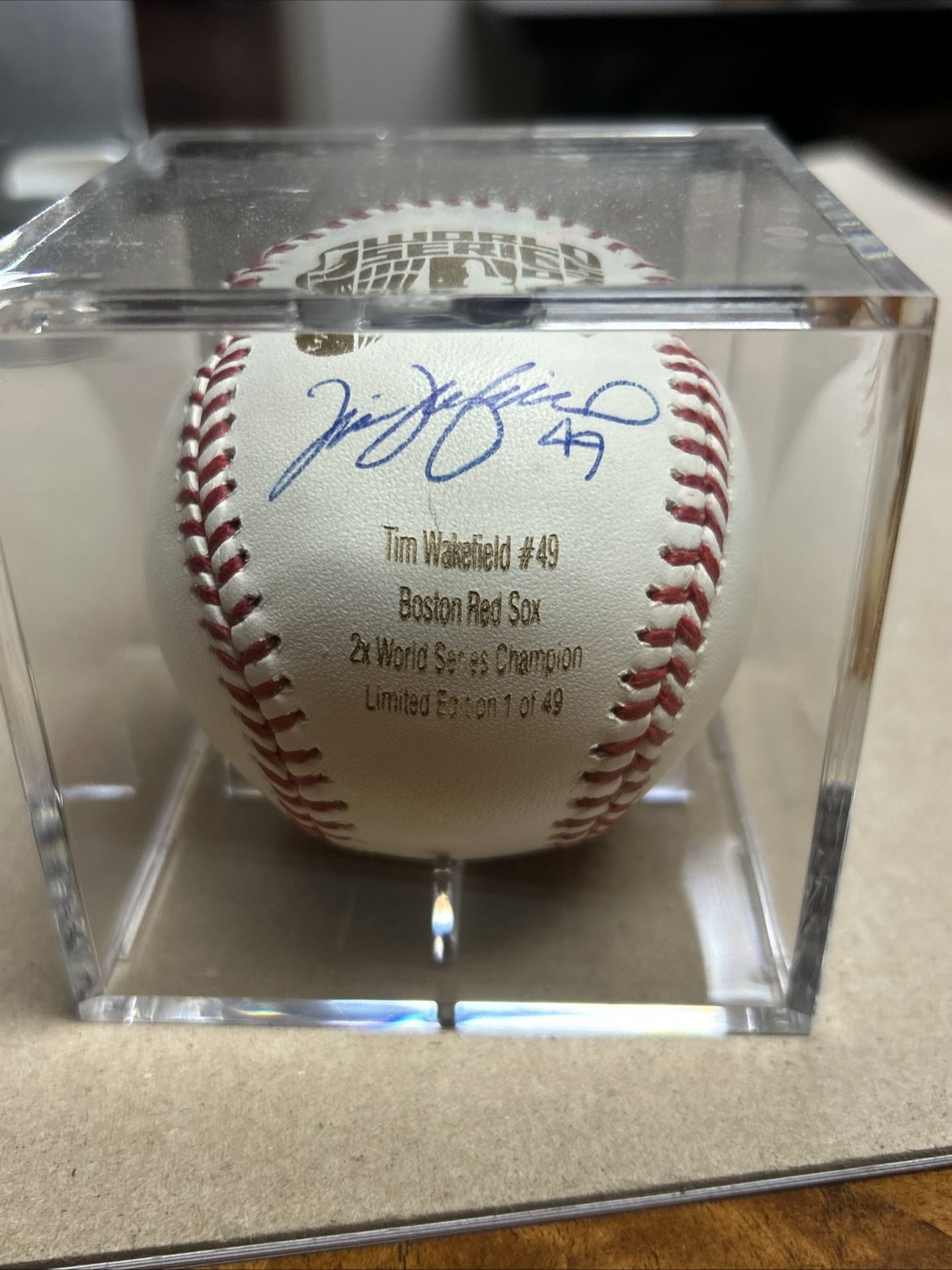 Tim Wakefield 2007 autographed World Series Limited edition baseball /49