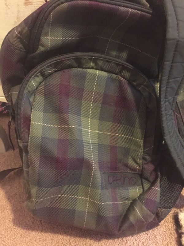 Purple plaid Dakine backpack