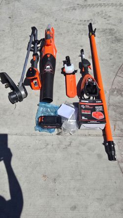 Echo 56v 10" x series cordless battery 12 ft. Telescoping shaft power pole saw with trimmer & blower