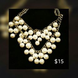 Pearl necklace--gold chain