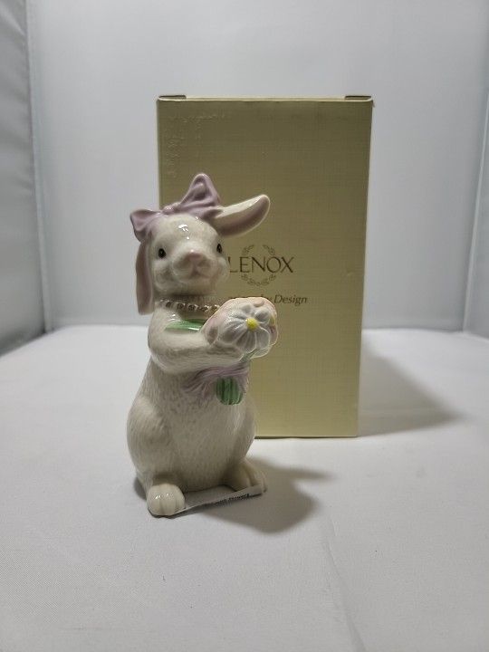 Lenox Bunny Girl With Flowers Figurine NIB (G)
