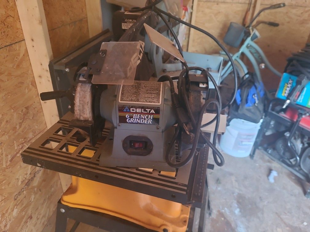 Bench Saw, 6" Bench Grinder And 10"miter Saw