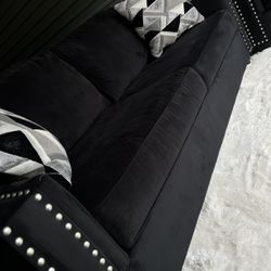 Nice Black 2pc Sofa Couch Set
