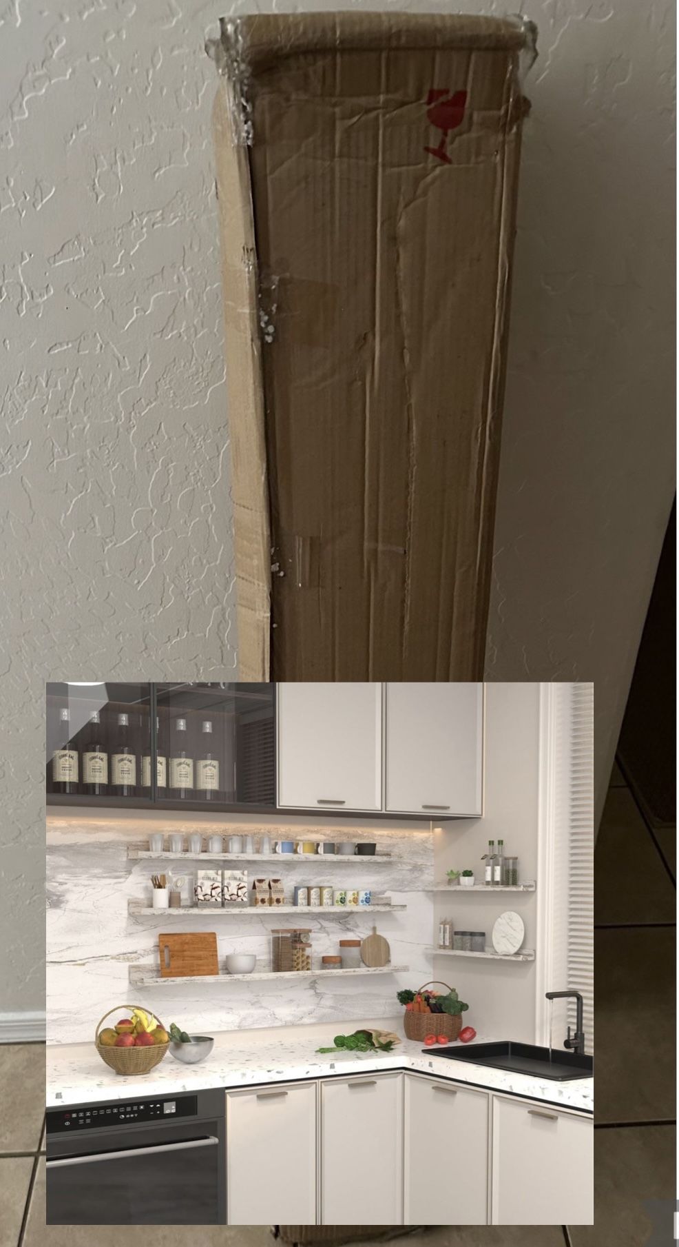 Distressed White Wood Floating Shelves 47 Inches BRAND NEW!