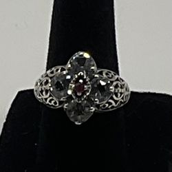 Sterling silver Ruby & Cubic Zirconia Size 5 3/4 Ring