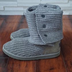 Ugg Classic Cardi Gray Knit Boots Size 10