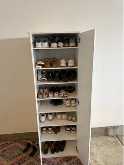 White Tall Shoe Cabinet with Door