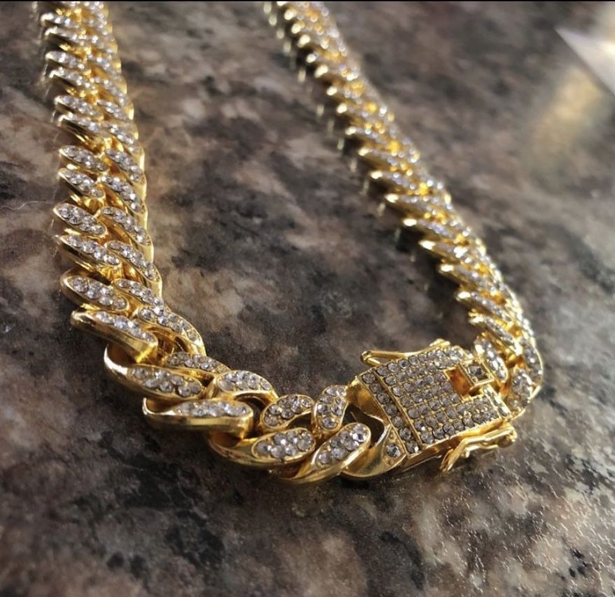 Iced Out Cuban Link Gold Chain