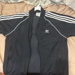 Black And White Stripped Adidas Zipper Jacket For Men 