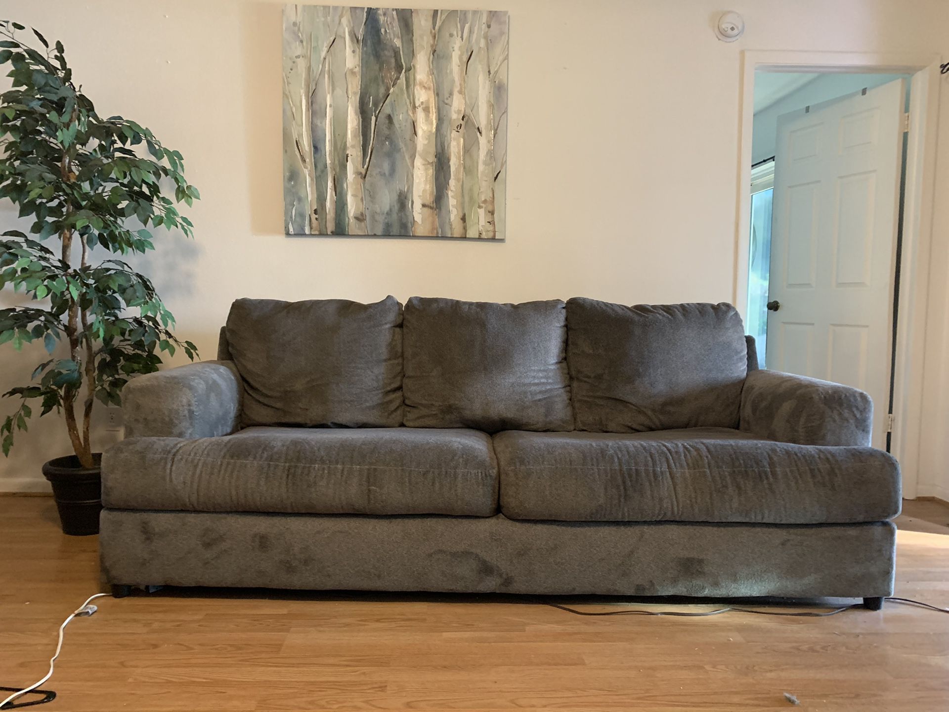 Polyester Grey Sofa and Loveseat