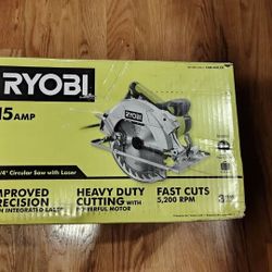 NEW RYOBI 15A Corded 7-1/4" Circular Saw with Laser Alignment, 24T Carbide Blade, Edge Guide & Bag