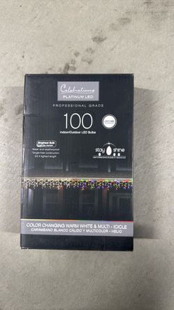 Celebrations Platinum LED Icicle Lights 100 Bulbs