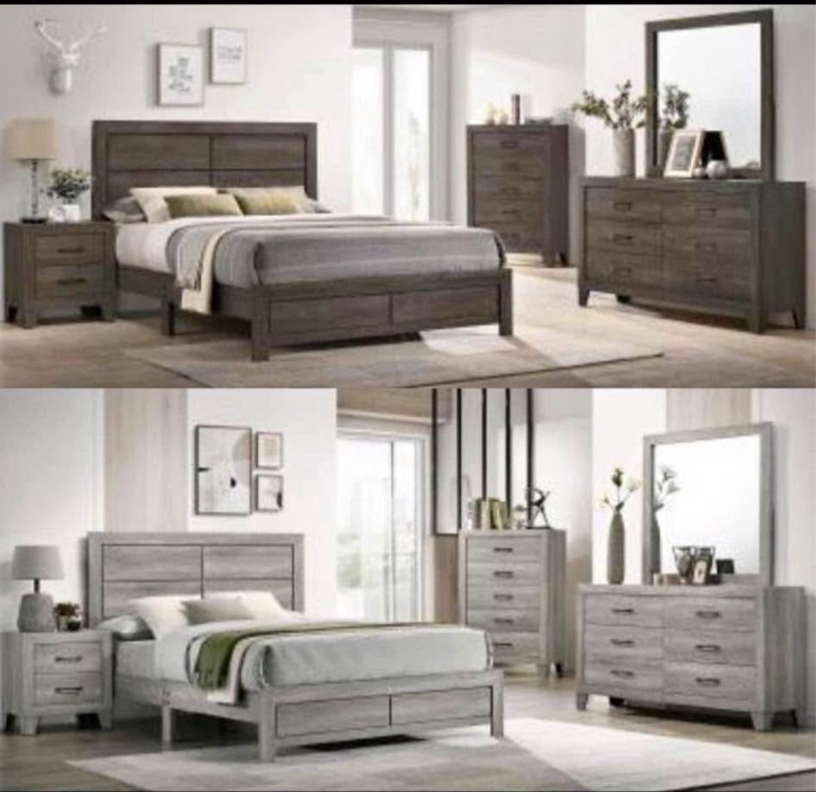 4- Pc Bedroom set Dresser,Mirror Nightstand (1) Queen size bed frame Not including Mattress and Box Sp