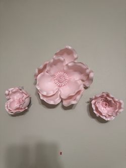 Blush Wall Decor Flowers (Set of 3)