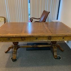 Price DROP! Antique HUGE Partners 2-Sided Solid Wood Desk