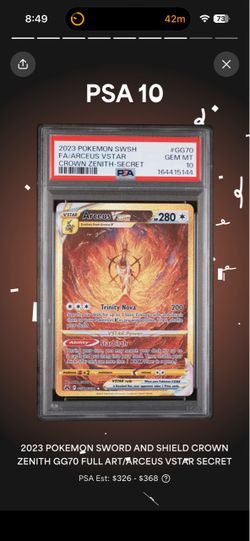 PSA 10 Arceus VSTAR Full Art Secret Rare GG70