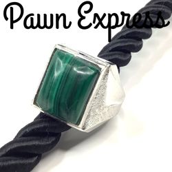 Sterling Silver Malachite Stone Statement Ring 