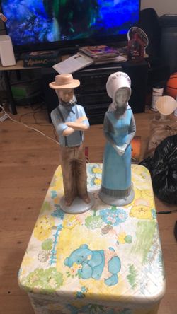 Farmers Husband & Wife Ceramic Statues