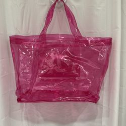 $5 Hot Pink Clear Plastic Tote