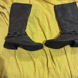 Life Stride Size 7.5 Gray Tall Zip Up Boots X-Felicity