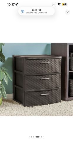 Plastic drawer with 4 drawer wide weave storage tower