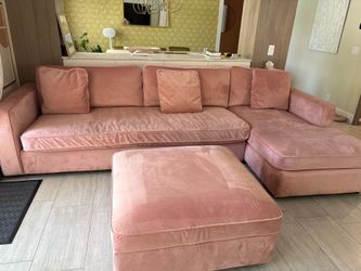 Interior define sectional and ottoman