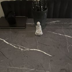 Dining Room Table Black/Grey Marble Velvet Set 
