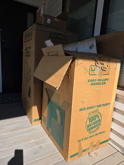 Wardrobe and moving boxes
