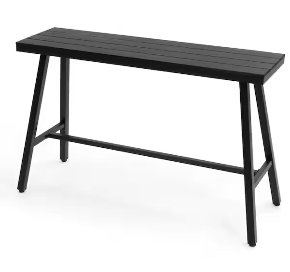 55.11 in. Metal Outdoor Terrace Trapezoid Bar Height Dining Table in Black