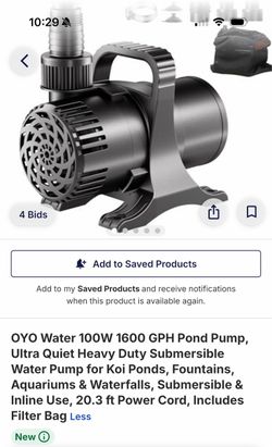 OYO Water 100W 1600 GPH Submersible Pond Pump