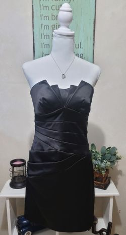 Black Strapless Satin Cocktail Dress