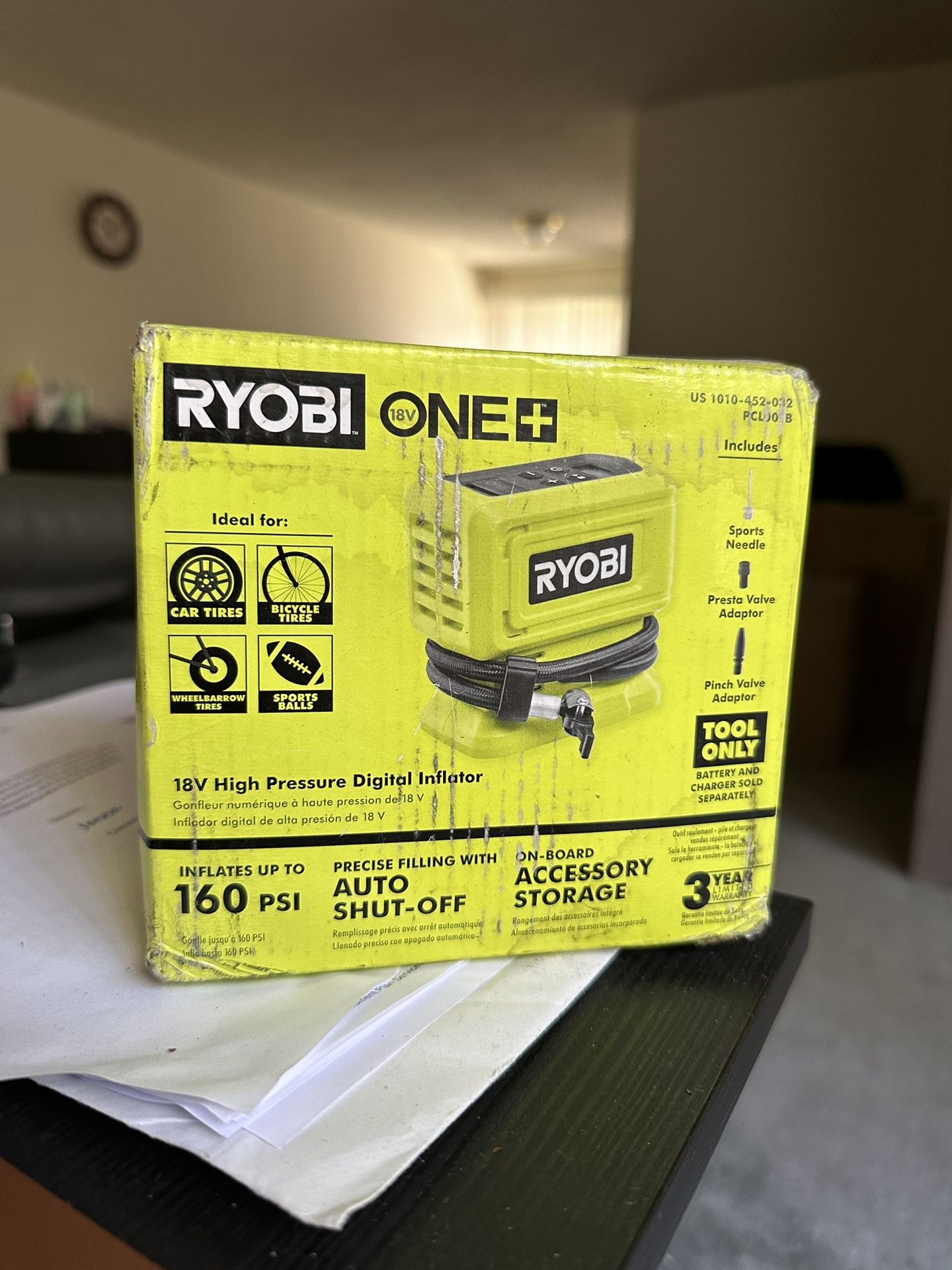 RYOBI 18V High Pressure Digital Inflator PCL001B BRAND NEW
