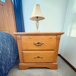 Solid Wood Two Drawer Nightstand Great Condition