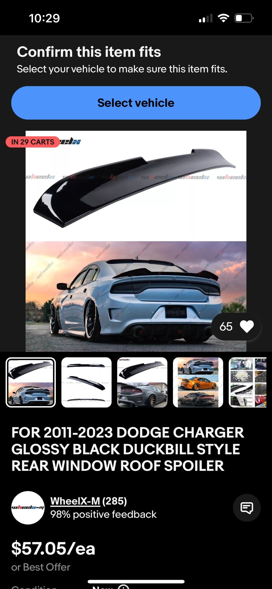 Dodge Charger rear Window Spoiler 