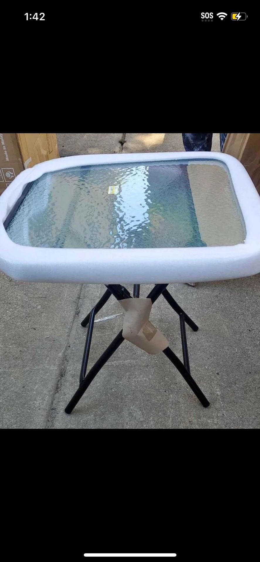 Square Metal Folding Glass Side Table Outdoor