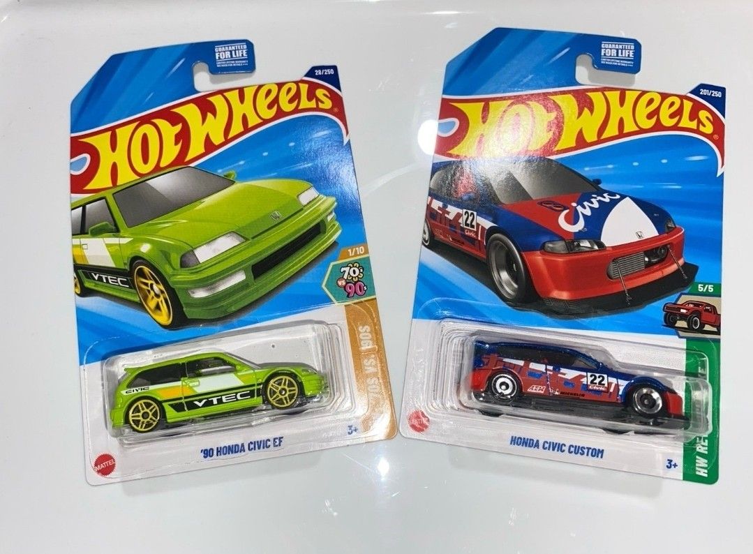 2025 Hot Wheels Green Honda Civic EG + Honda Civic Custom Lot of 2