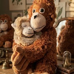 Punch Monkey & Pal Orangutan  Stuffed Animal Plushie 33cm/13in