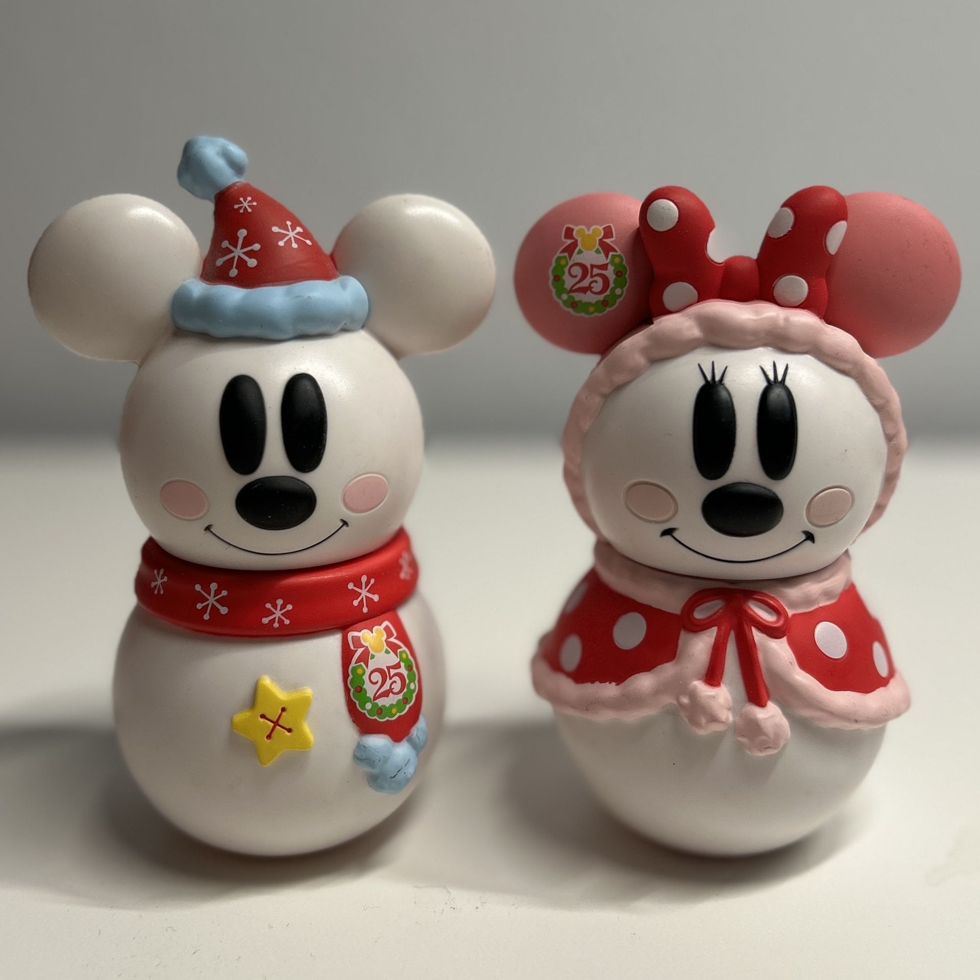 Tokyo Disney 25th Anniversary Christmas Mickey & Minnie Snowman Set