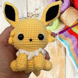 Electric Pokemon Jolteon Handmade Collectible Crochet Cute Doll Charm Amigurumi